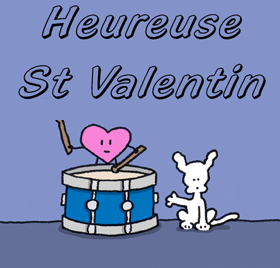 Gif animé heureuse Saint Valentin tambour